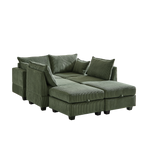 113.5'' Modular Sectiona Corduroy Sofa, Sectional Couches for Living Room U Shaped Sectional Couch with Storage Ottoman, 6 Seats Convertible Sectionals with Chaise
