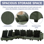 113.5'' Modular Sectiona Corduroy Sofa, Sectional Couches for Living Room U Shaped Sectional Couch with Storage Ottoman, 6 Seats Convertible Sectionals with Chaise