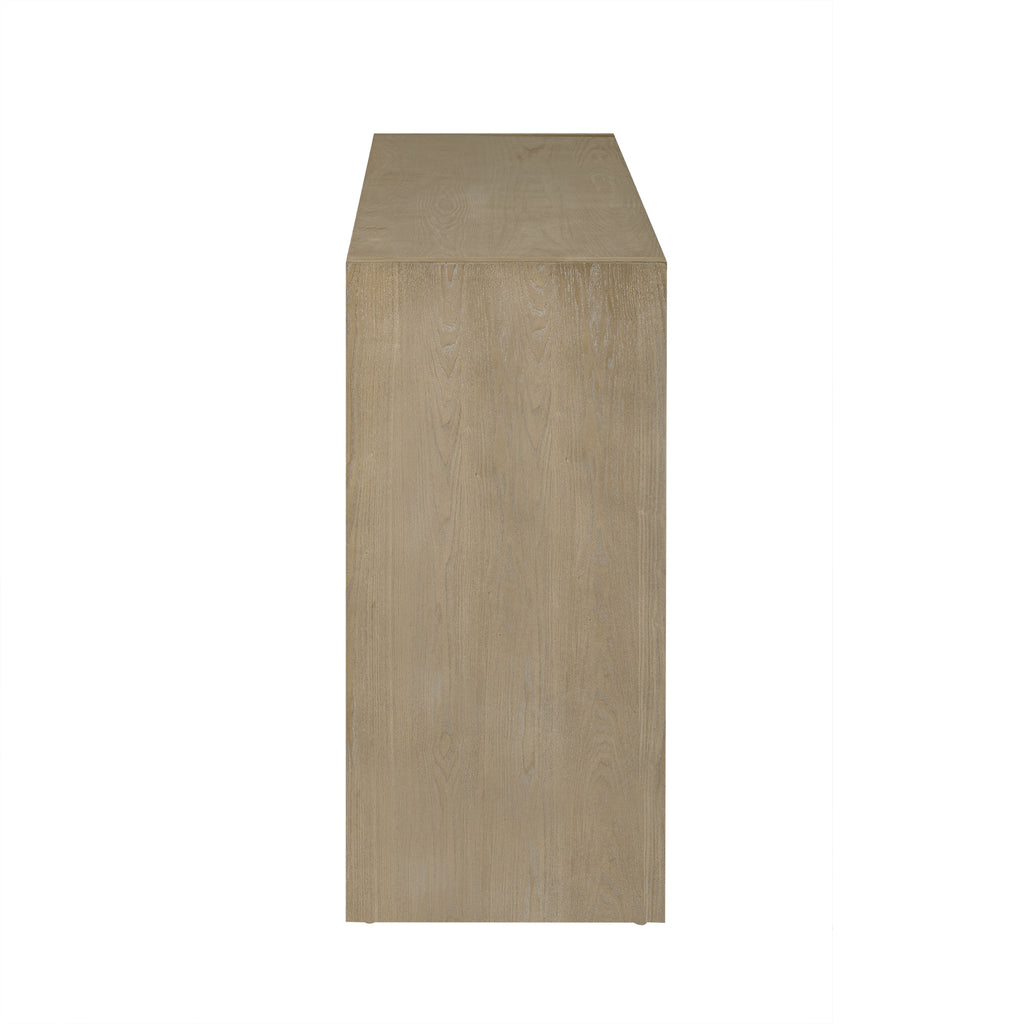 U_Style 60' 3-Door Sideboard with 3 Drawers - Modern Solid Ash Veneer MDF Sideboard, Semi-Open Shelf & Center Semi-Circular Cutout in Back Panel, Large Storage Cabinet for Living Room, Hallway, Dining