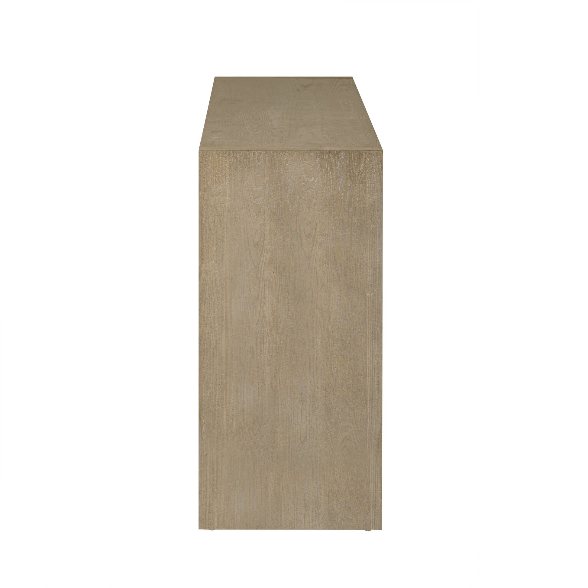 U_Style 60' 3-Door Sideboard with 3 Drawers - Modern Solid Ash Veneer MDF Sideboard, Semi-Open Shelf & Center Semi-Circular Cutout in Back Panel, Large Storage Cabinet for Living Room, Hallway, Dining