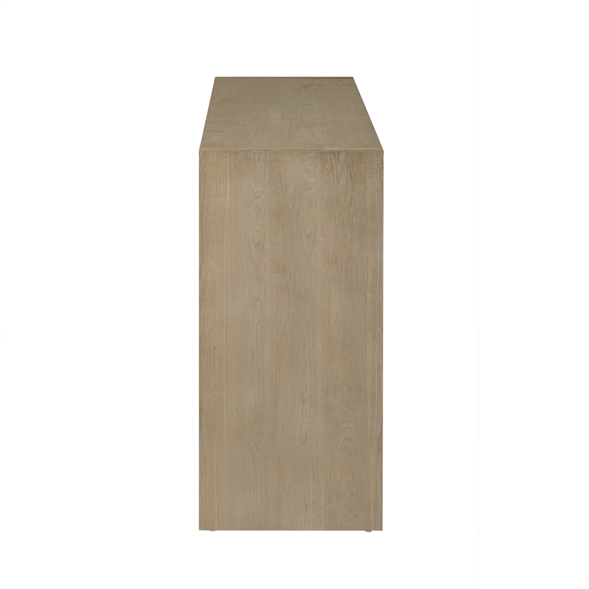 U_Style 60' 3-Door Sideboard with 3 Drawers - Modern Solid Ash Veneer MDF Sideboard, Semi-Open Shelf & Center Semi-Circular Cutout in Back Panel, Large Storage Cabinet for Living Room, Hallway, Dining