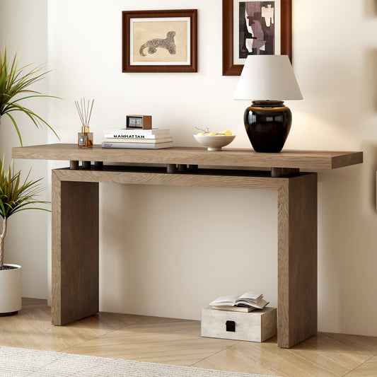 U_STYLE Uniquely Designed Ash Veneer Console Table, Modern Simple Style, Featuring Clever Tabletop Design, Suitable for Entryway, Hallway, Living Room, Foyer