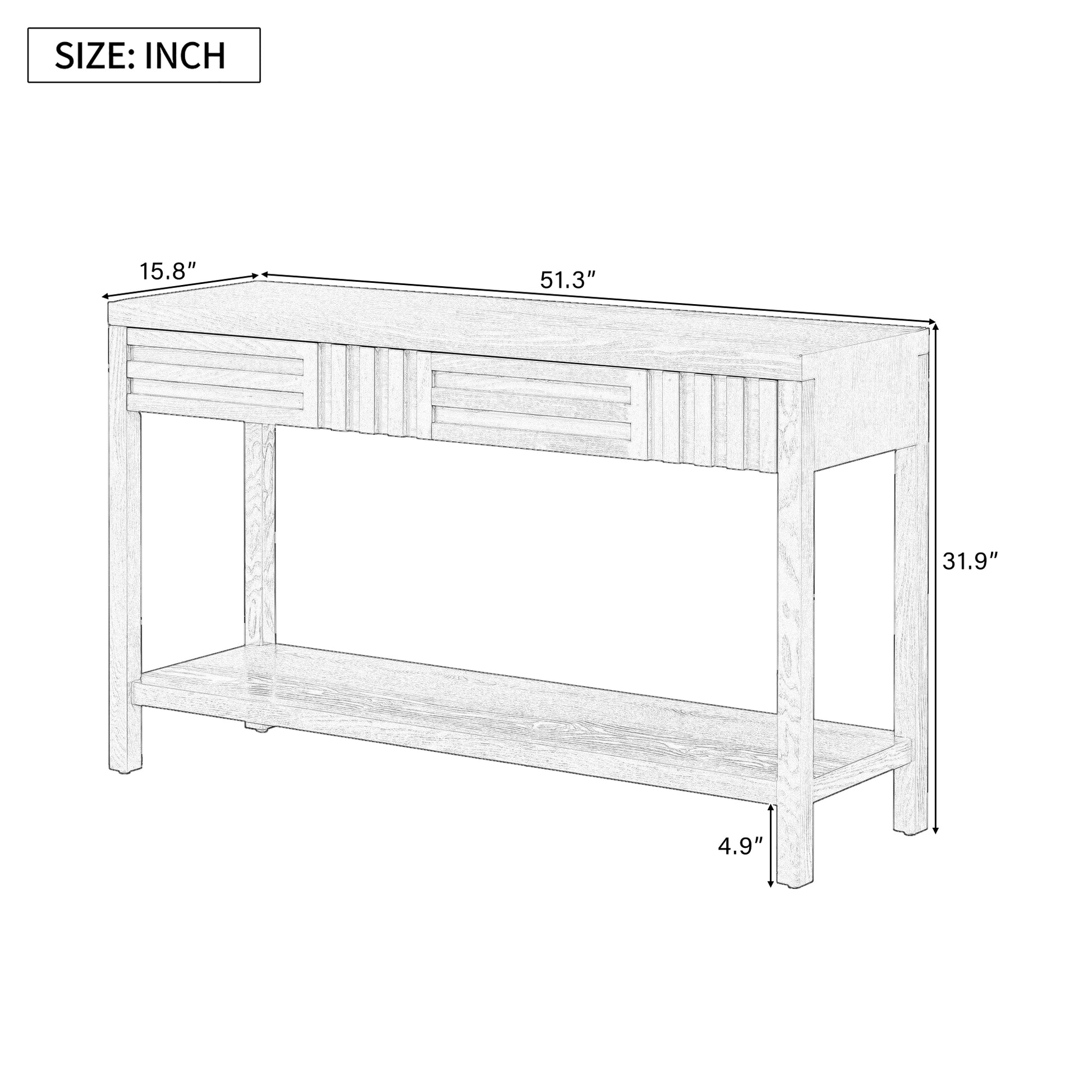 U_STYLE Ash Veneer Modern Style Console Table, Striped Design, Suitable for Entryway, Corridor, Foyer, Living Room, Study