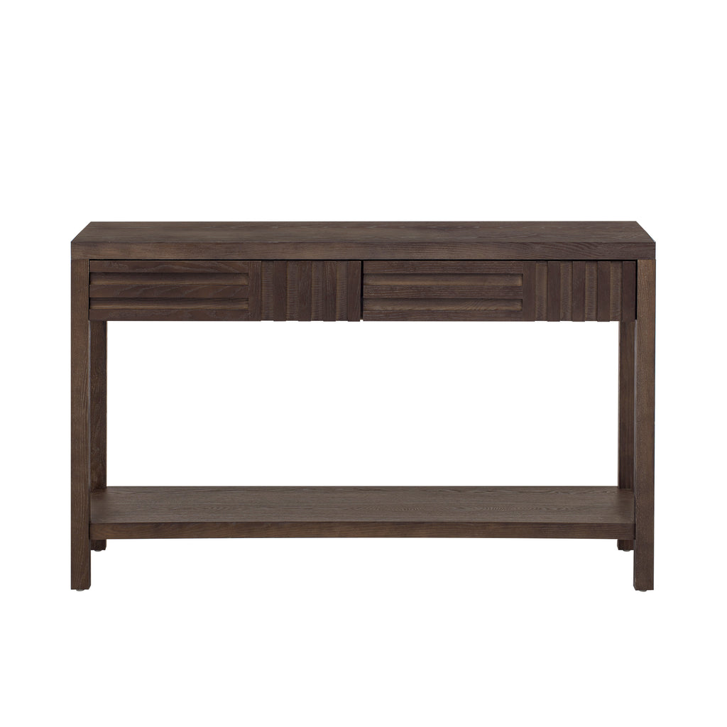 U_STYLE Ash Veneer Modern Style Console Table, Striped Design, Suitable for Entryway, Corridor, Foyer, Living Room, Study