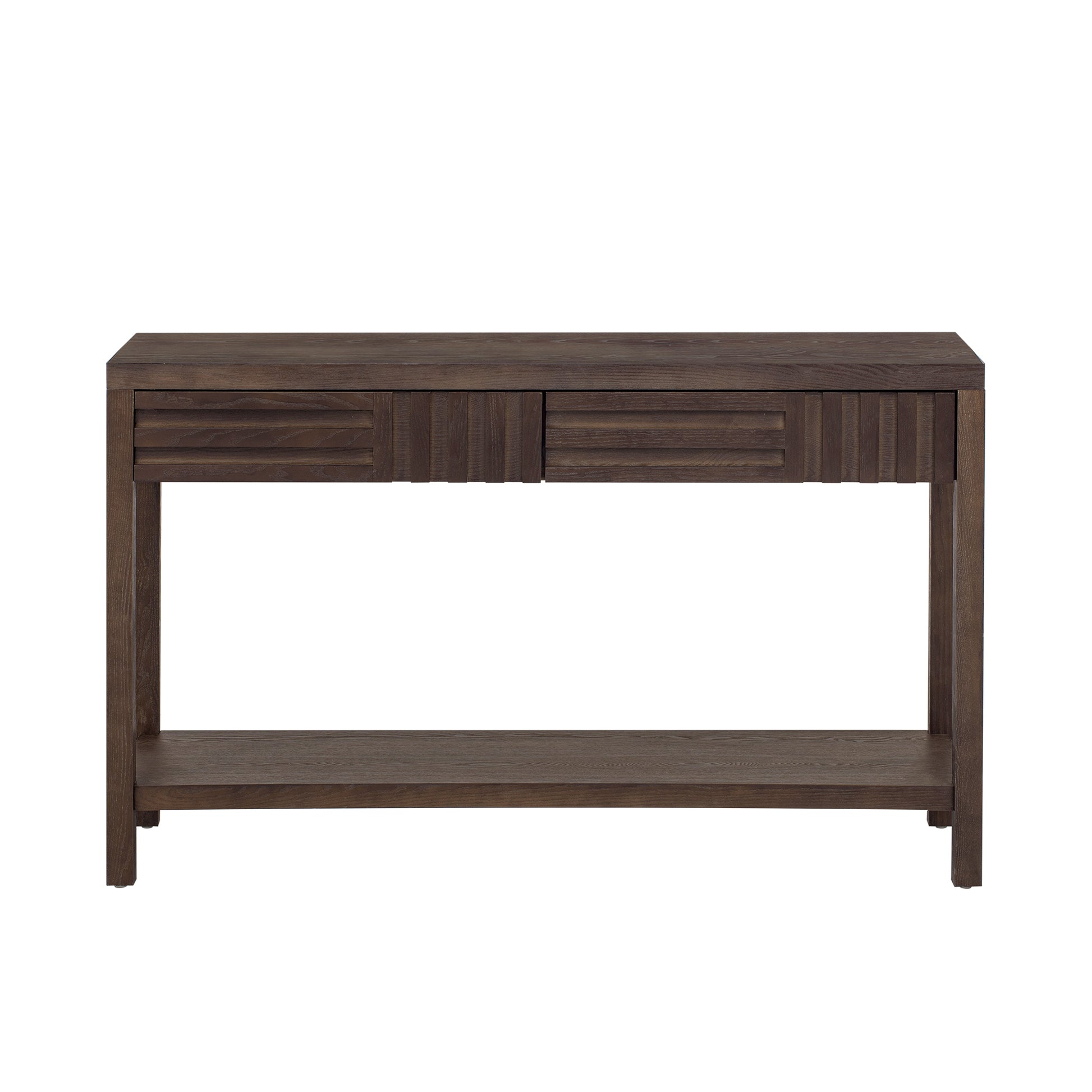 U_STYLE Ash Veneer Modern Style Console Table, Striped Design, Suitable for Entryway, Corridor, Foyer, Living Room, Study