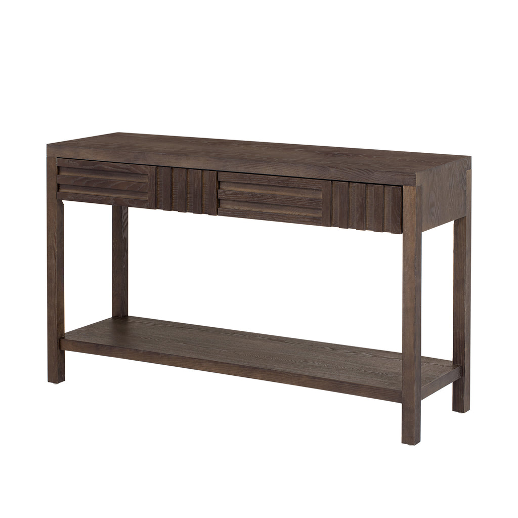 U_STYLE Ash Veneer Modern Style Console Table, Striped Design, Suitable for Entryway, Corridor, Foyer, Living Room, Study