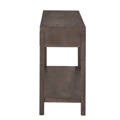 U_STYLE Ash Veneer Modern Style Console Table, Striped Design, Suitable for Entryway, Corridor, Foyer, Living Room, Study