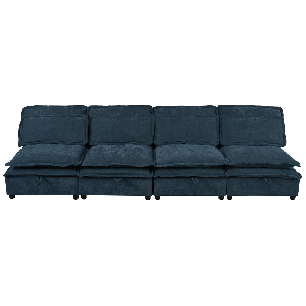 U_Style Double-Layer Cushion Modular Sofa, Freely Combinable, 4-Seater with Storage Function, Includes 4 Soft Cushions, Perfect for Living Rooms, Offices, and Apartments