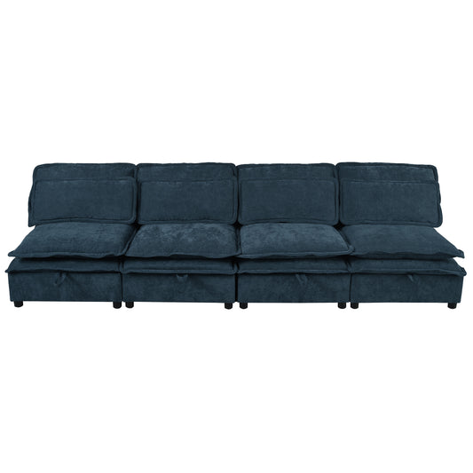 U_Style Double-Layer Cushion Modular Sofa, Freely Combinable, 4-Seater with Storage Function, Includes 4 Soft Cushions, Perfect for Living Rooms, Offices, and Apartments