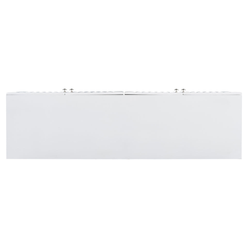 U_STYLE Elegant Four-Door Sideboard with Wavy Pattern Doors, Cylindrical Legs, and Sleek Metal Handles, Adjustable, Suitable for Study, Entryway and Living Room