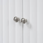 U_STYLE Elegant Four-Door Sideboard with Wavy Pattern Doors, Cylindrical Legs, and Sleek Metal Handles, Adjustable, Suitable for Study, Entryway and Living Room