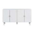 U_STYLE Elegant Four-Door Sideboard with Wavy Pattern Doors, Cylindrical Legs, and Sleek Metal Handles, Adjustable, Suitable for Study, Entryway and Living Room