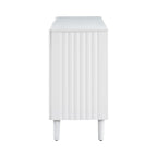 U_STYLE Elegant Four-Door Sideboard with Wavy Pattern Doors, Cylindrical Legs, and Sleek Metal Handles, Adjustable, Suitable for Study, Entryway and Living Room