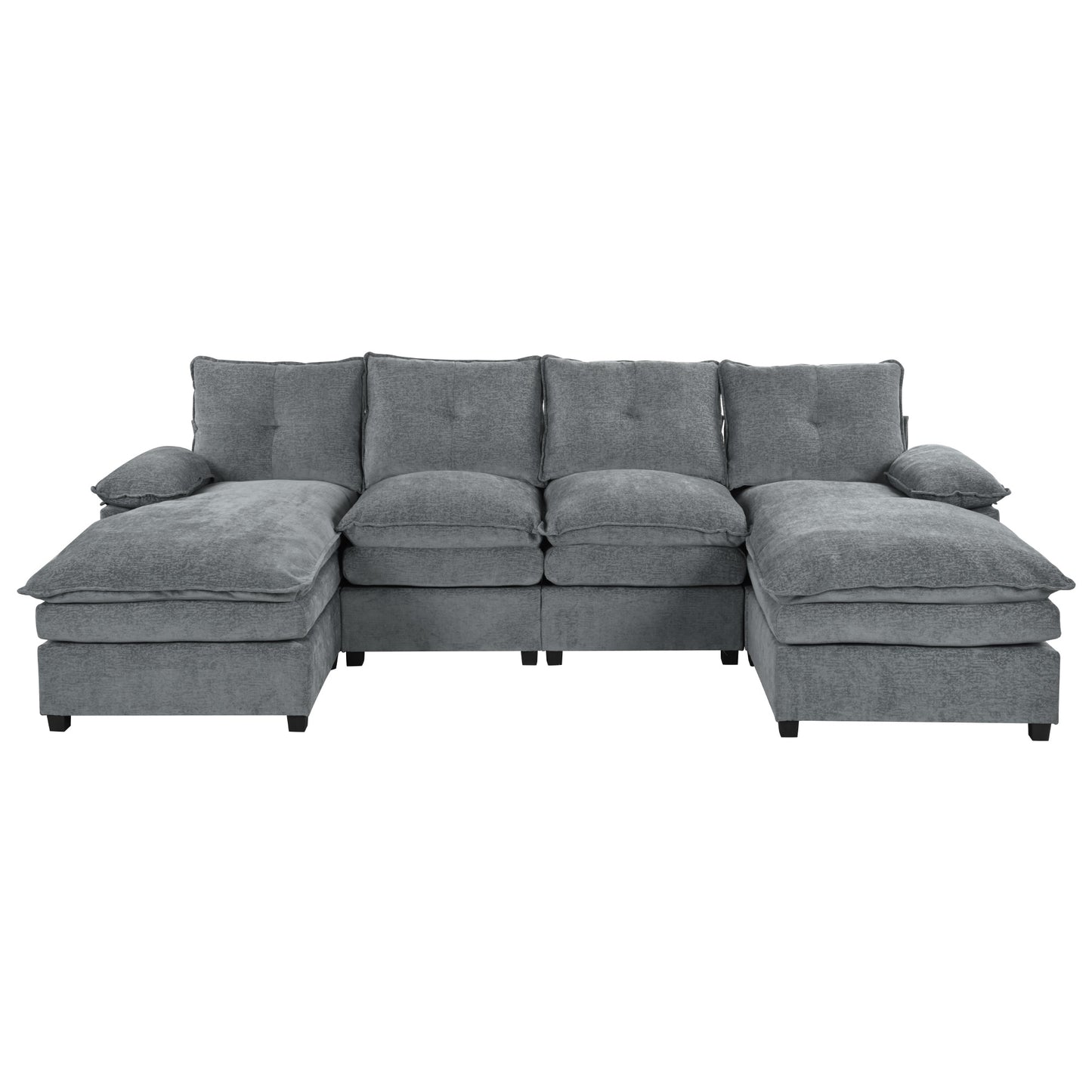 U_STYLE U-Shaped Chenille Sectional Sofa with Adjustable Armrest Pillows - Perfect for Living Rooms, Offices, and Spacious Spaces
