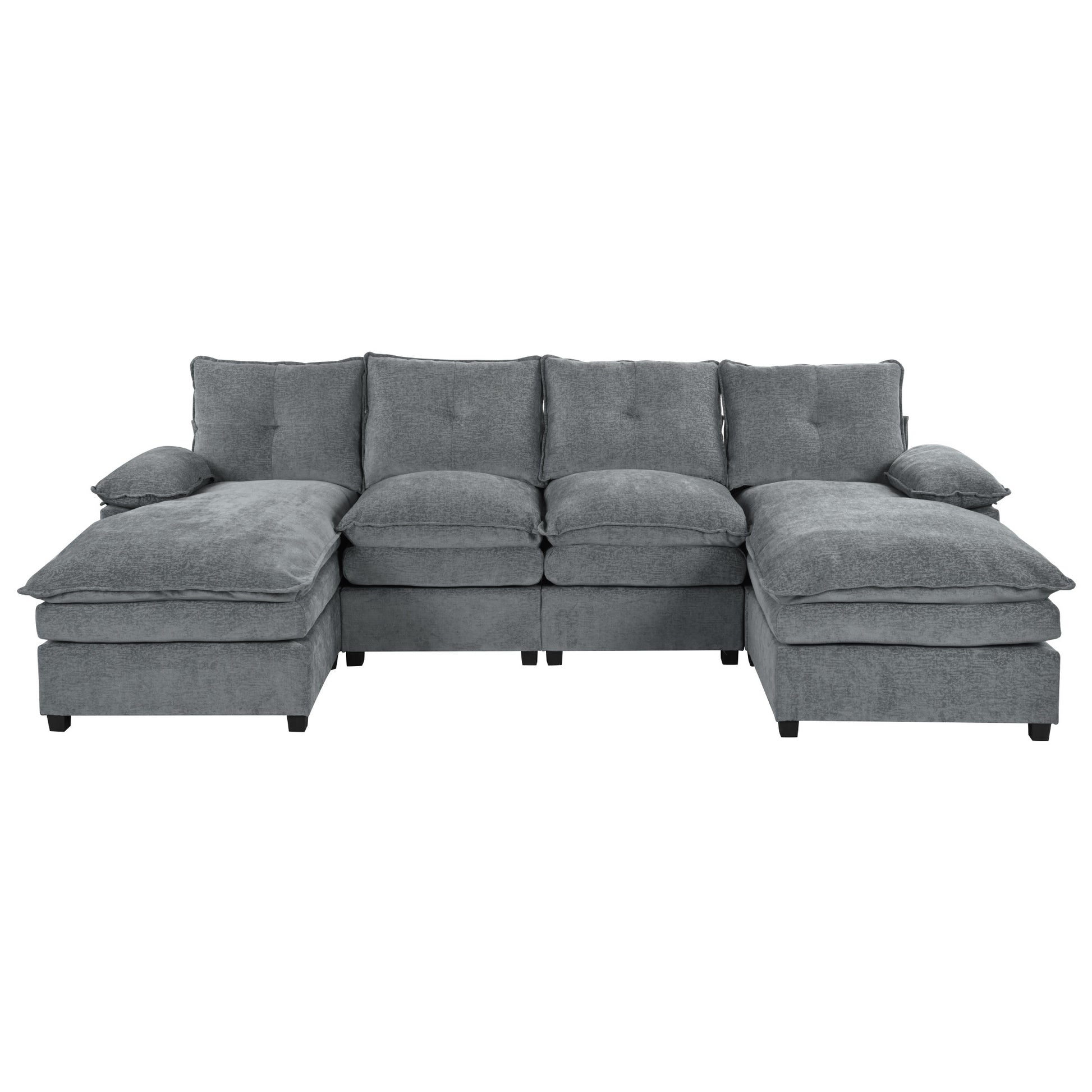 U_STYLE U-Shaped Chenille Sectional Sofa with Adjustable Armrest Pillows - Perfect for Living Rooms, Offices, and Spacious Spaces