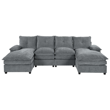 U_STYLE U-Shaped Chenille Sectional Sofa with Adjustable Armrest Pillows - Perfect for Living Rooms, Offices, and Spacious Spaces