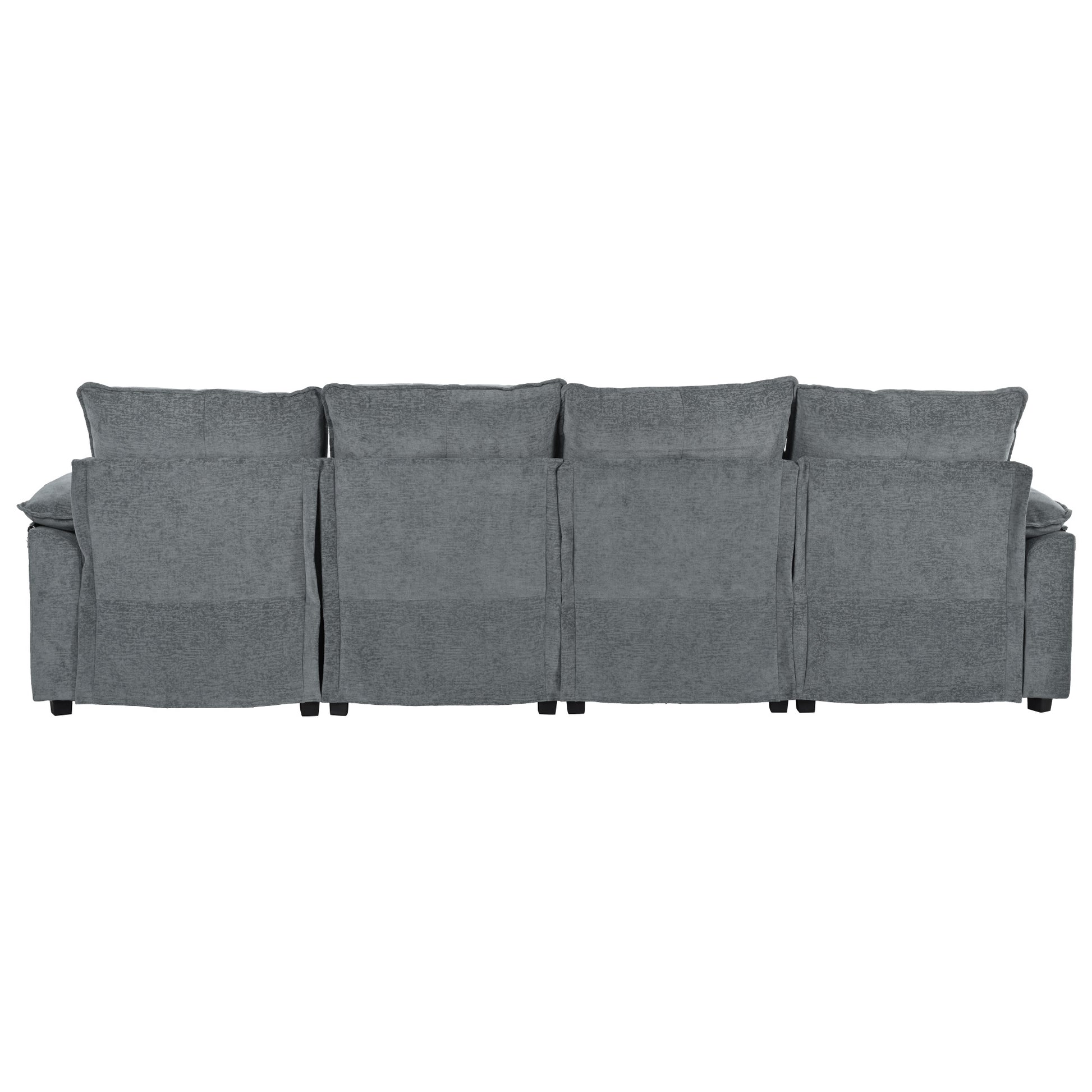 U_STYLE U-Shaped Chenille Sectional Sofa with Adjustable Armrest Pillows - Perfect for Living Rooms, Offices, and Spacious Spaces