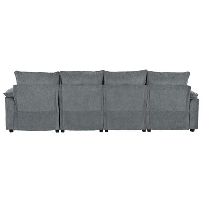 U_STYLE U-Shaped Chenille Sectional Sofa with Adjustable Armrest Pillows - Perfect for Living Rooms, Offices, and Spacious Spaces