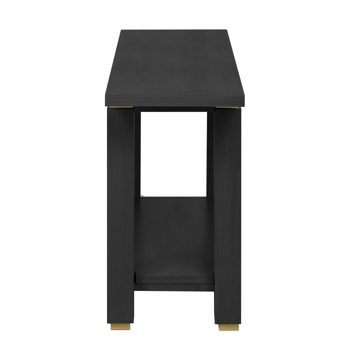 U_Style 62.9' Modern Minimalist Console Table, Solid Wood Entryway Sofa Table with Metal Accents, Built-in Shelf, for Living Room, Hallway (3 Colors: Black, Gray, Natural)