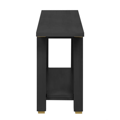 U_Style 62.9' Modern Minimalist Console Table, Solid Wood Entryway Sofa Table with Metal Accents, Built-in Shelf, for Living Room, Hallway (3 Colors: Black, Gray, Natural)