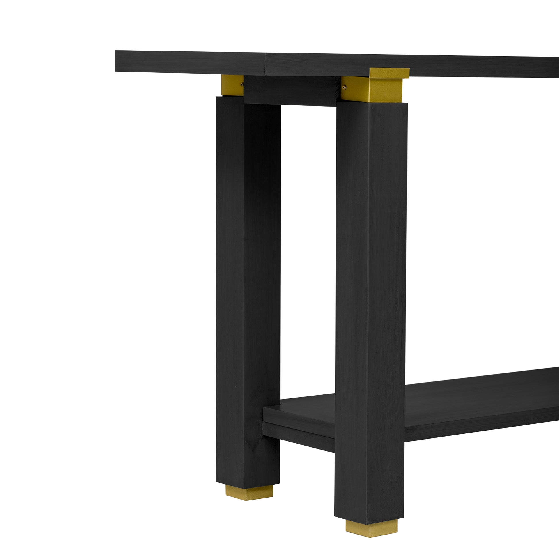 U_Style 62.9' Modern Minimalist Console Table, Solid Wood Entryway Sofa Table with Metal Accents, Built-in Shelf, for Living Room, Hallway (3 Colors: Black, Gray, Natural)