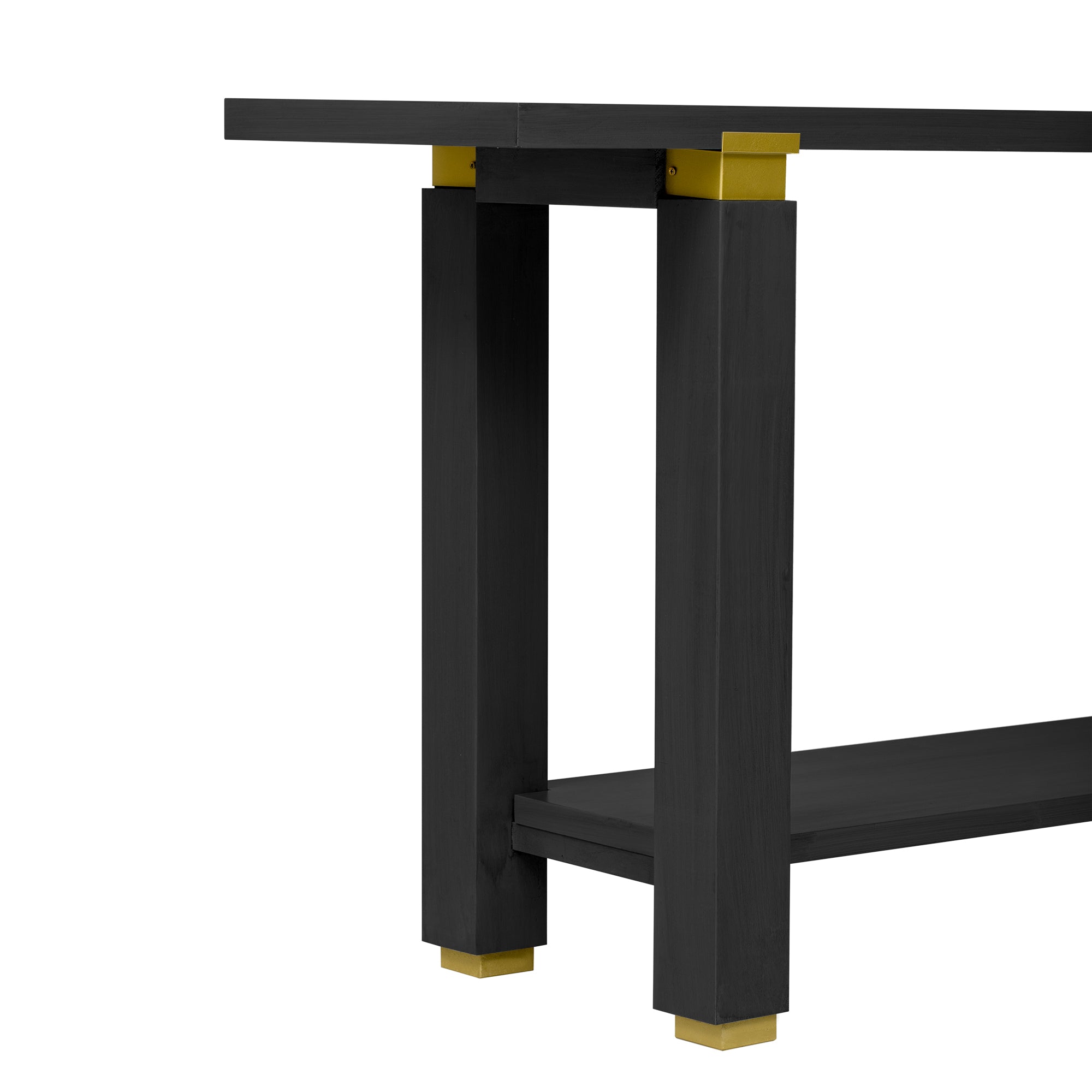 U_Style 62.9' Modern Minimalist Console Table, Solid Wood Entryway Sofa Table with Metal Accents, Built-in Shelf, for Living Room, Hallway (3 Colors: Black, Gray, Natural)