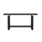 U_Style 62.9' Modern Minimalist Console Table, Solid Wood Entryway Sofa Table with Metal Accents, Built-in Shelf, for Living Room, Hallway (3 Colors: Black, Gray, Natural)