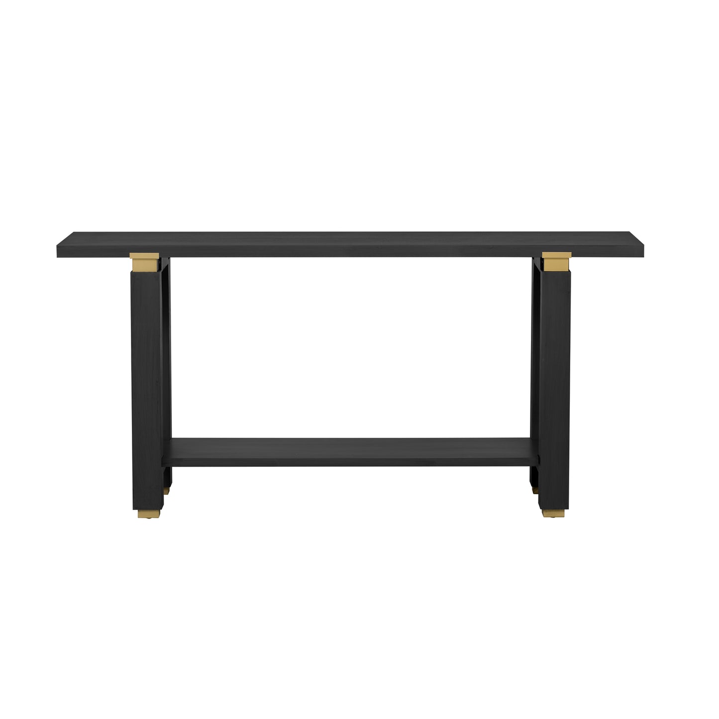 U_Style 62.9' Modern Minimalist Console Table, Solid Wood Entryway Sofa Table with Metal Accents, Built-in Shelf, for Living Room, Hallway (3 Colors: Black, Gray, Natural)