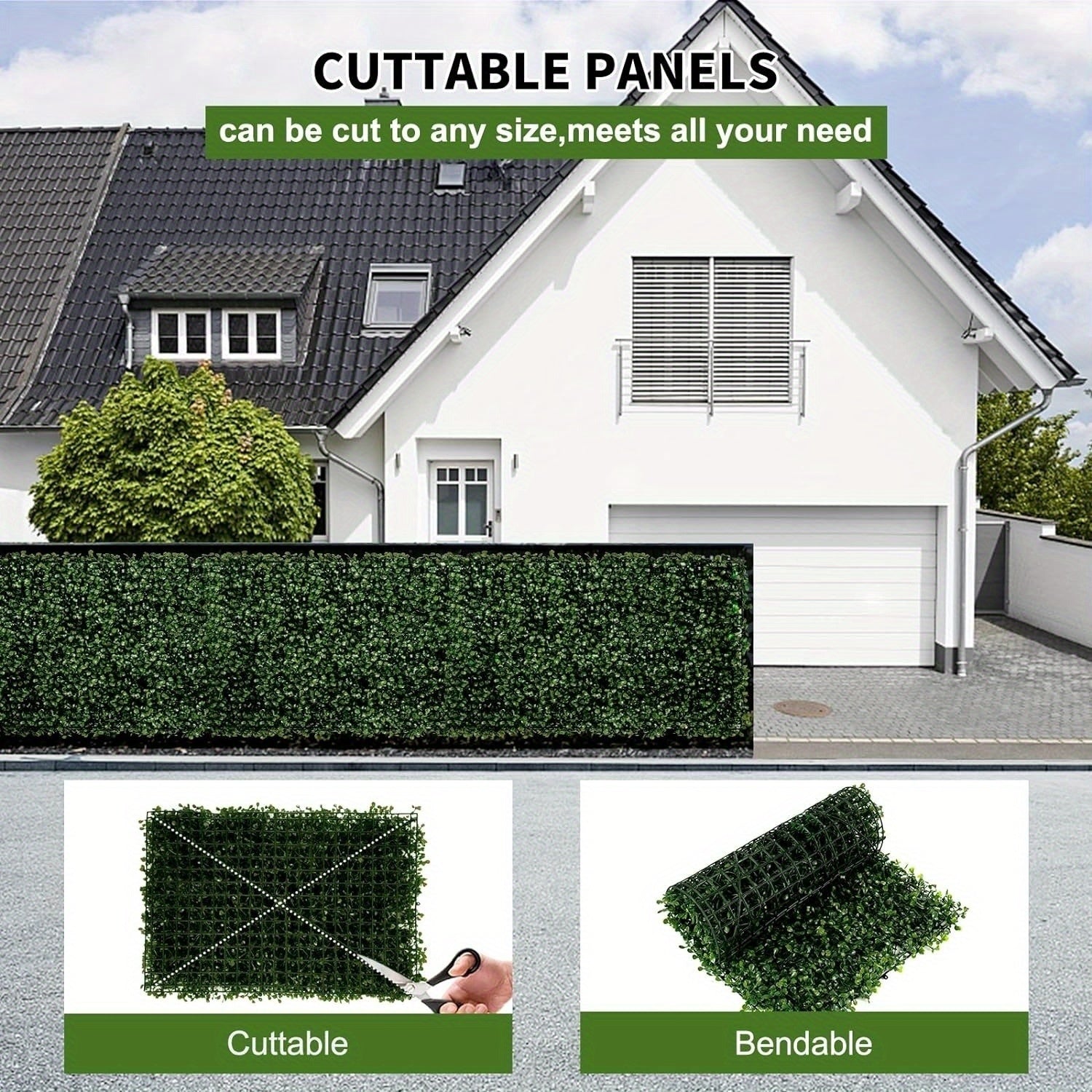 12PCS 24'x16' Artificial Boxwood Boards, UV Protected Grass Wall Panels & Boxwood Fence Panels for Green Wall Decor, Garden Fence, Wedding Backyard Decoration