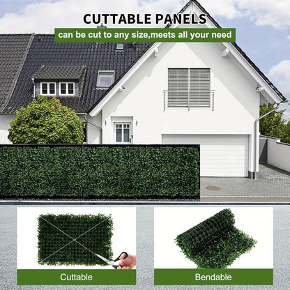 12PCS 24'x16' Artificial Boxwood Boards, UV Protected Grass Wall Panels & Boxwood Fence Panels for Green Wall Decor, Garden Fence, Wedding Backyard Decoration