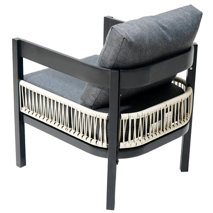 U_Style Multi-person Outdoor Iron Sofa Set with A table, Rattan Decoration, Waterproof, Rust-proof, Suitable for Garden, Lawn Use