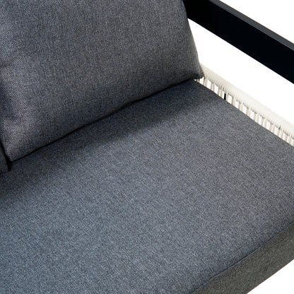 U_Style Multi-person Outdoor Iron Sofa Set with A table, Rattan Decoration, Waterproof, Rust-proof, Suitable for Garden, Lawn Use