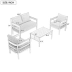 U_Style Multi-person Outdoor Iron Sofa Set with A table, Rattan Decoration, Waterproof, Rust-proof, Suitable for Garden, Lawn Use