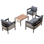 U_Style Multi-person Outdoor Iron Sofa Set with A table, Rattan Decoration, Waterproof, Rust-proof, Suitable for Garden, Lawn Use