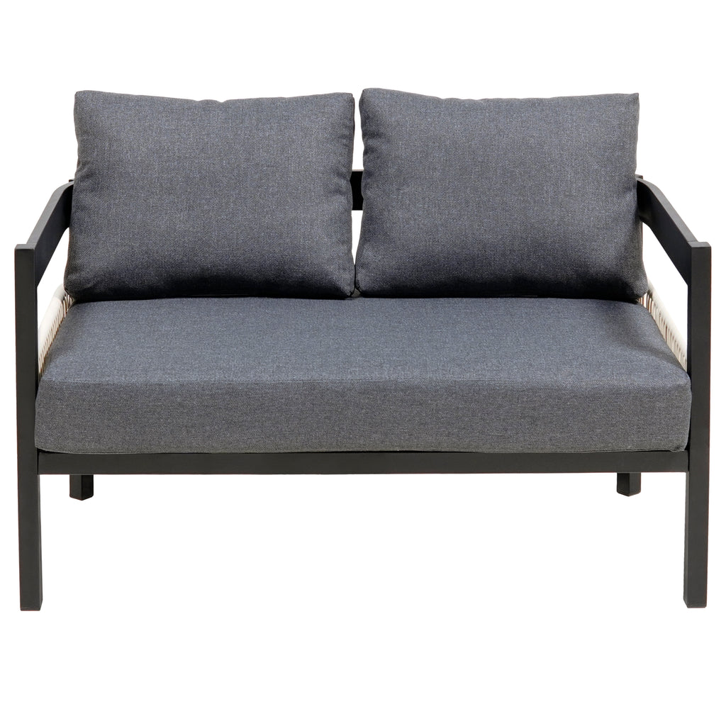 U_Style Multi-person Outdoor Iron Sofa Set with A table, Rattan Decoration, Waterproof, Rust-proof, Suitable for Garden, Lawn Use