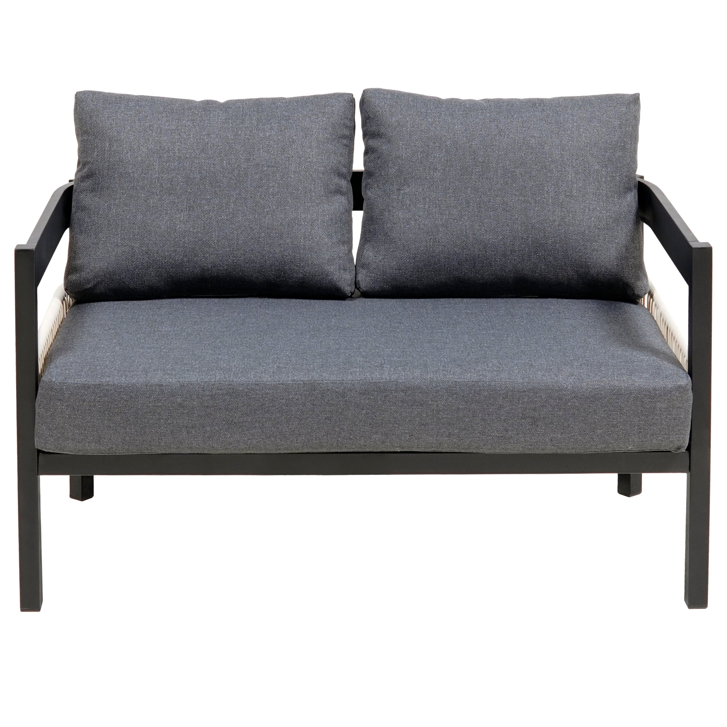 U_Style Multi-person Outdoor Iron Sofa Set with A table, Rattan Decoration, Waterproof, Rust-proof, Suitable for Garden, Lawn Use