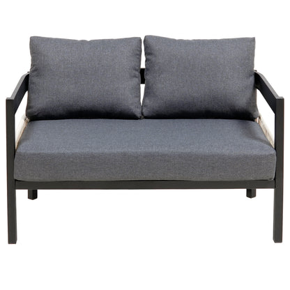 U_Style Multi-person Outdoor Iron Sofa Set with A table, Rattan Decoration, Waterproof, Rust-proof, Suitable for Garden, Lawn Use