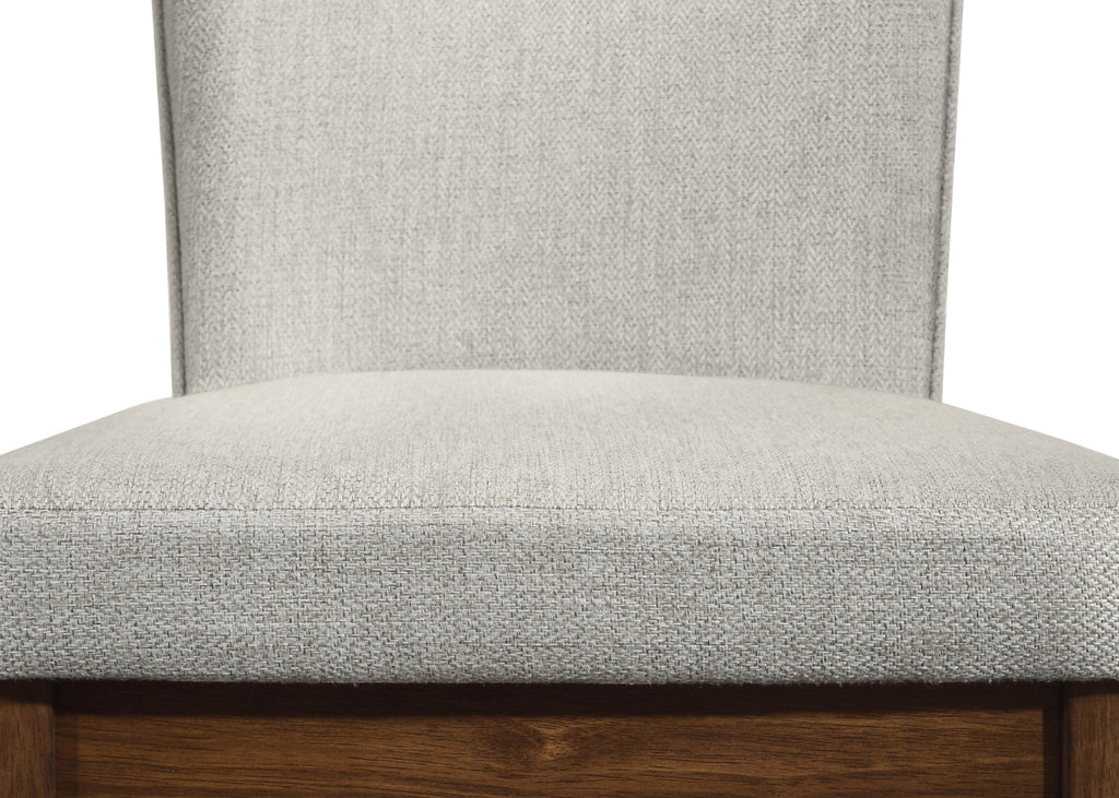 Mid-century Modern 5pc Dining Set Rectangular Unique Table Warm Wood Finish Upholstered Chairs Brown Wooden Dining Room Furniture