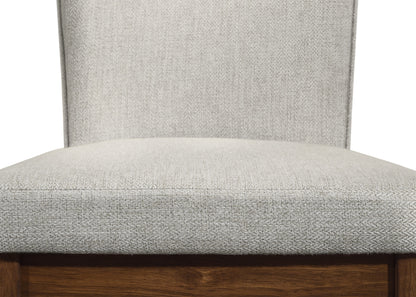 Mid-century Modern 5pc Dining Set Rectangular Unique Table Warm Wood Finish Upholstered Chairs Brown Wooden Dining Room Furniture