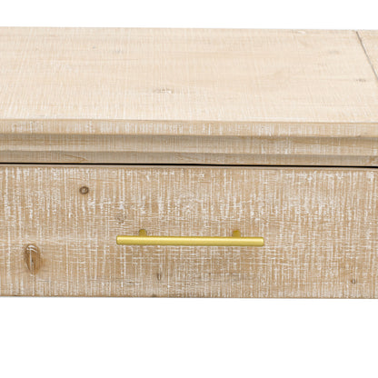 TREXM Unique Retro Silhouette Console Table with Open Style, Two Top Drawers for Entrance, Dinning Room, Living Room (Natural Wood Wash)