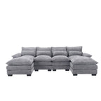 UNITED WE WIN Chenille, high quality sponge filling, solid wood frame, oversized four-seater, U-shaped combination sofa