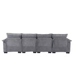 UNITED WE WIN Chenille, high quality sponge filling, solid wood frame, oversized four-seater, U-shaped combination sofa
