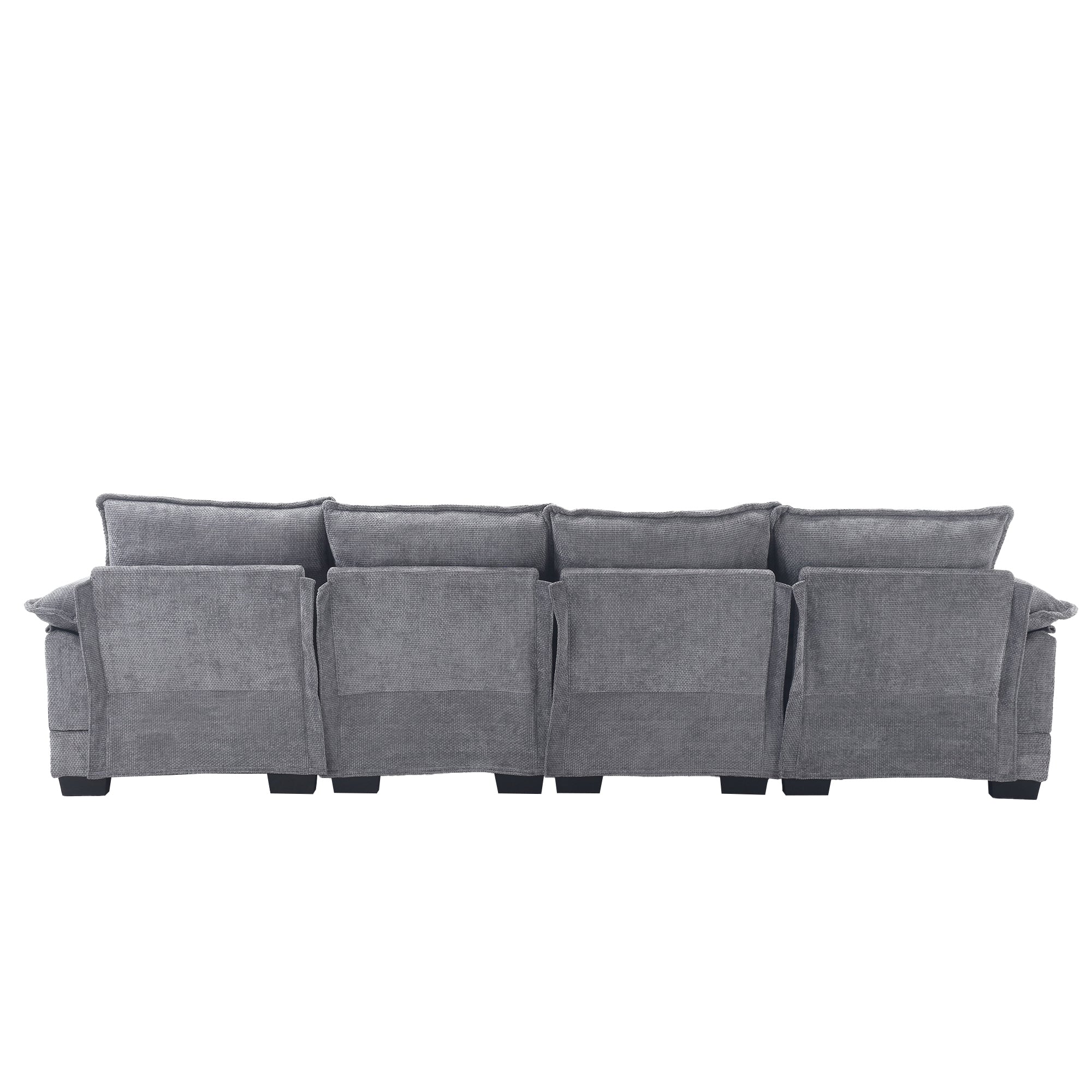 UNITED WE WIN Chenille, high quality sponge filling, solid wood frame, oversized four-seater, U-shaped combination sofa