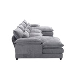 UNITED WE WIN Chenille, high quality sponge filling, solid wood frame, oversized four-seater, U-shaped combination sofa