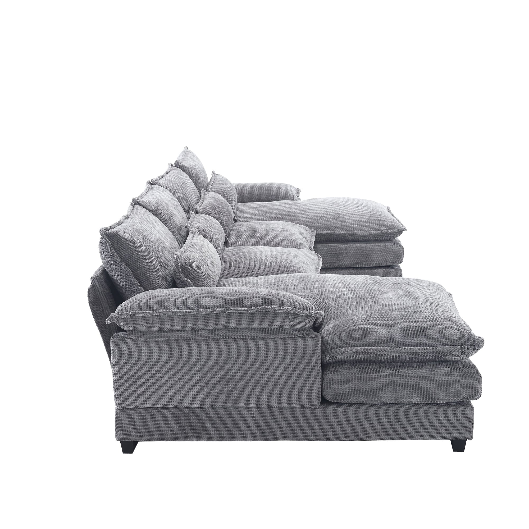 UNITED WE WIN Chenille, high quality sponge filling, solid wood frame, oversized four-seater, U-shaped combination sofa