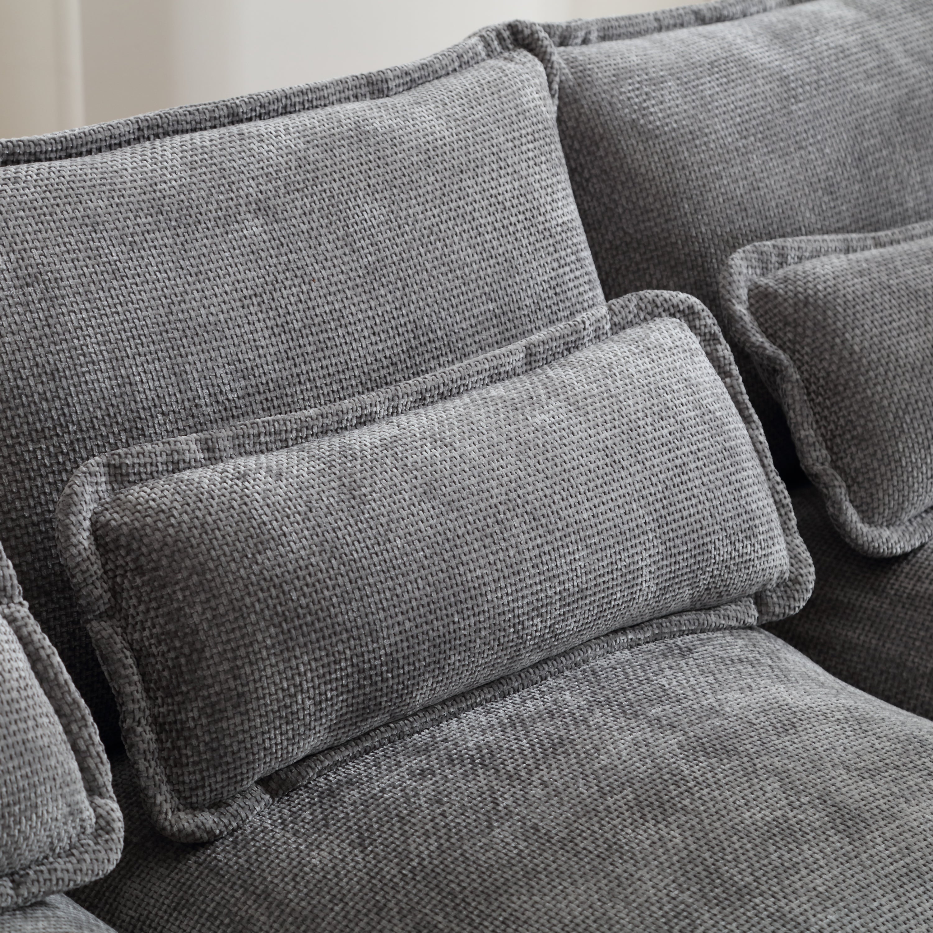 UNITED WE WIN Chenille, high quality sponge filling, solid wood frame, oversized four-seater, U-shaped combination sofa