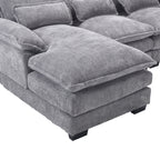 UNITED WE WIN Chenille, high quality sponge filling, solid wood frame, oversized four-seater, U-shaped combination sofa