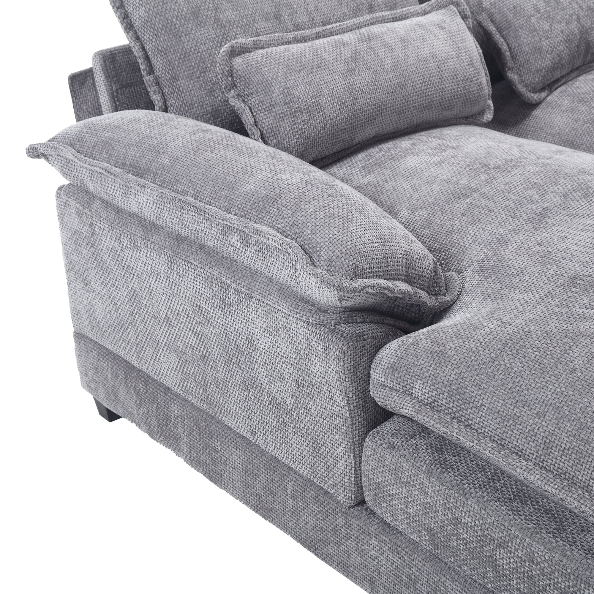 UNITED WE WIN Chenille, high quality sponge filling, solid wood frame, oversized four-seater, U-shaped combination sofa