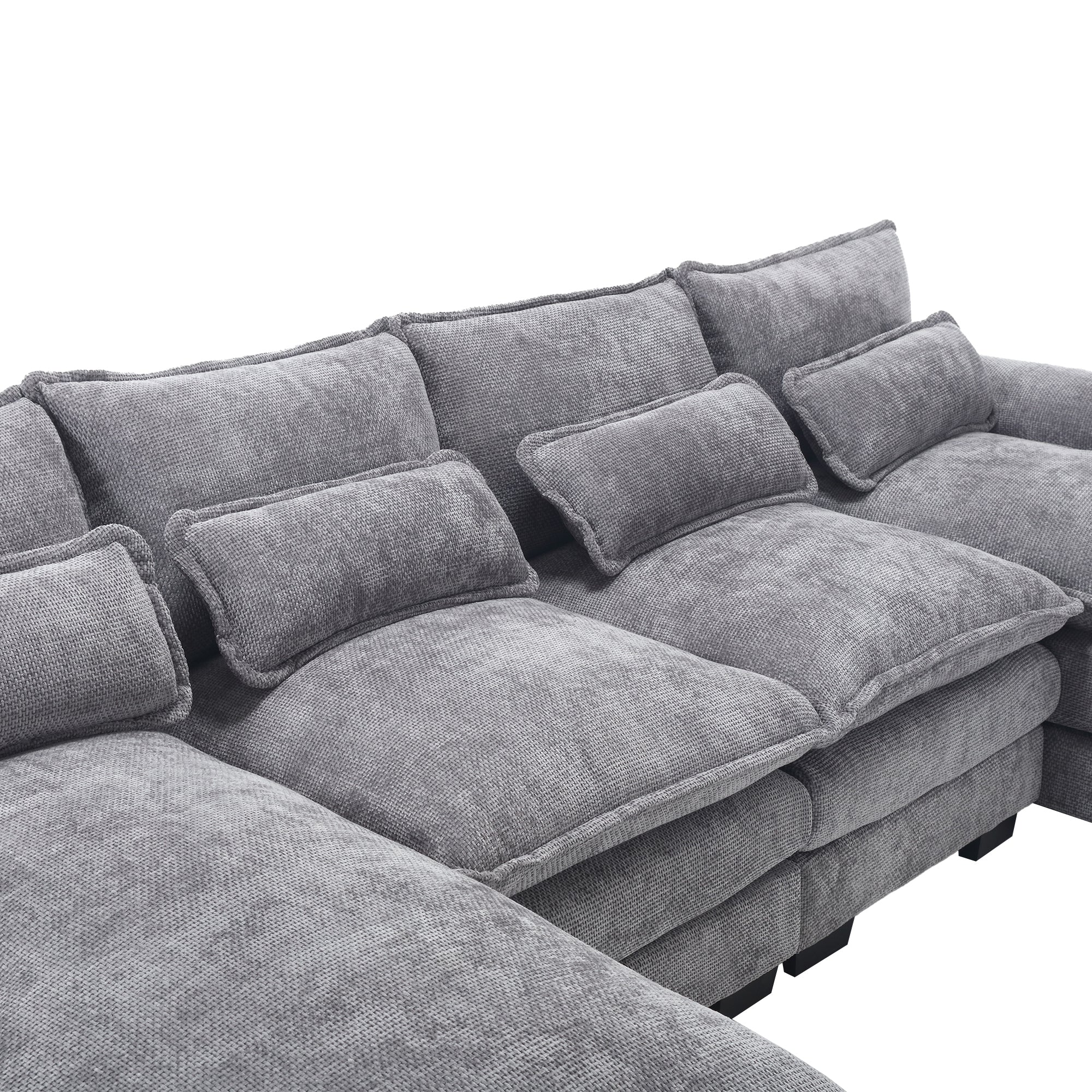 UNITED WE WIN Chenille, high quality sponge filling, solid wood frame, oversized four-seater, U-shaped combination sofa