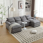 UNITED WE WIN Chenille, high quality sponge filling, solid wood frame, oversized four-seater, U-shaped combination sofa
